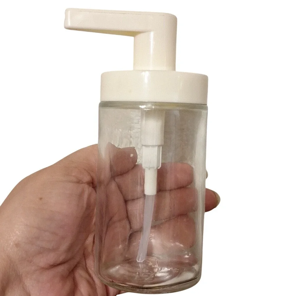 IKEA TACKAN Glass Soap Dispenser White Pump Clear 8oz Bathroom‎ Kitchen